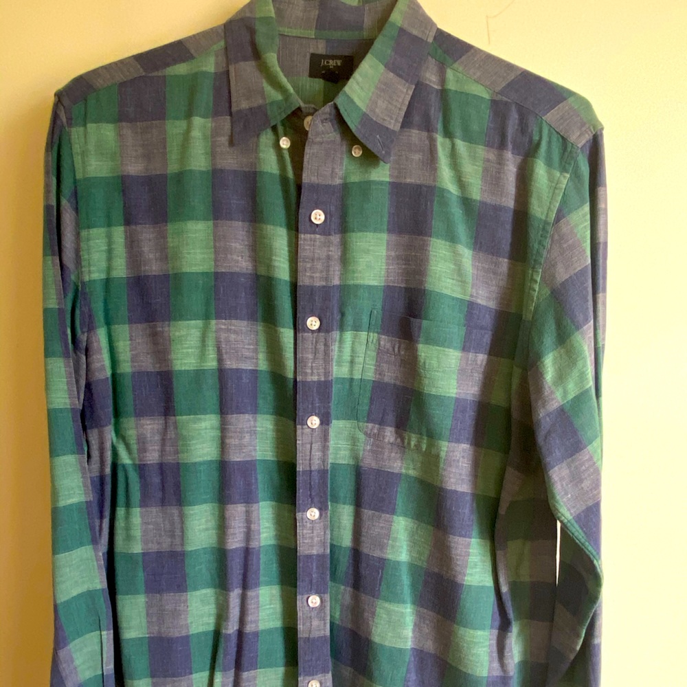 J Crew Blue & Green Checked Shirt - L